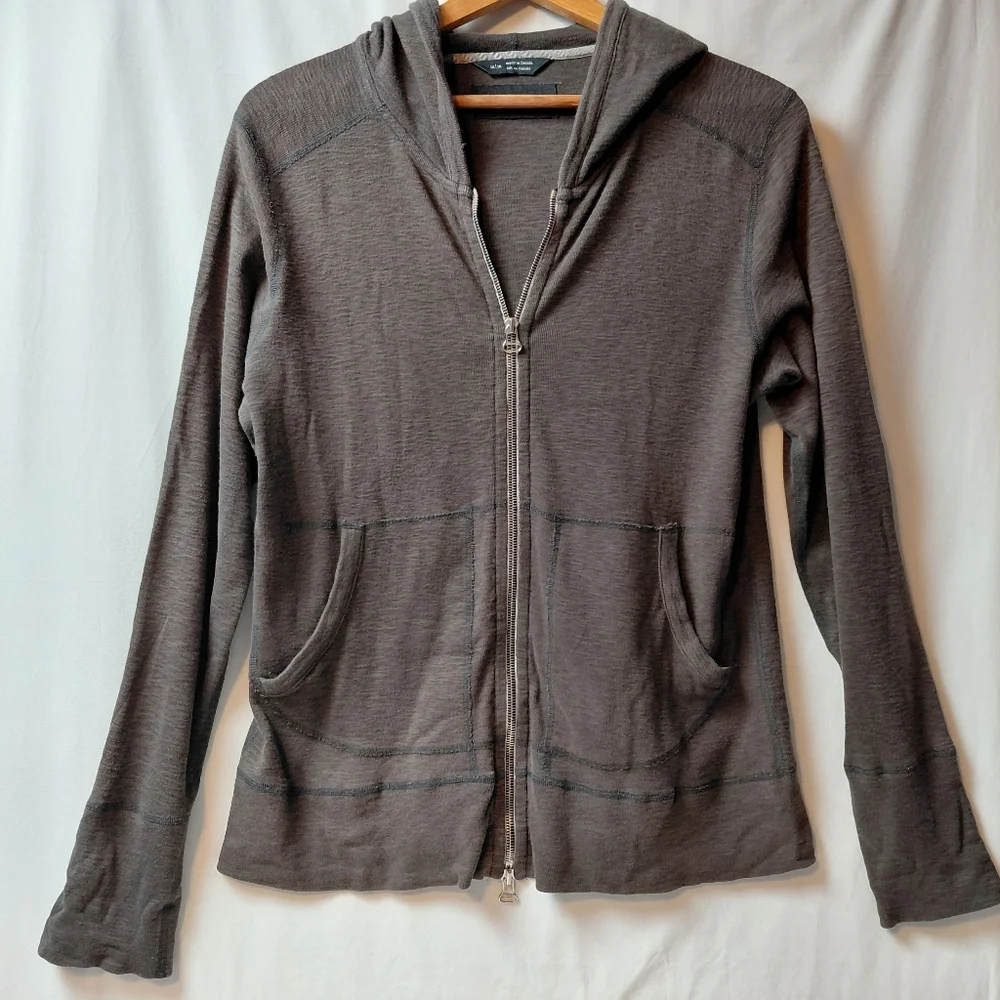 Wings + Horns Hooded‎ Dark Gray Zip-Up Jacket 100% Cotton Men's Size Medium